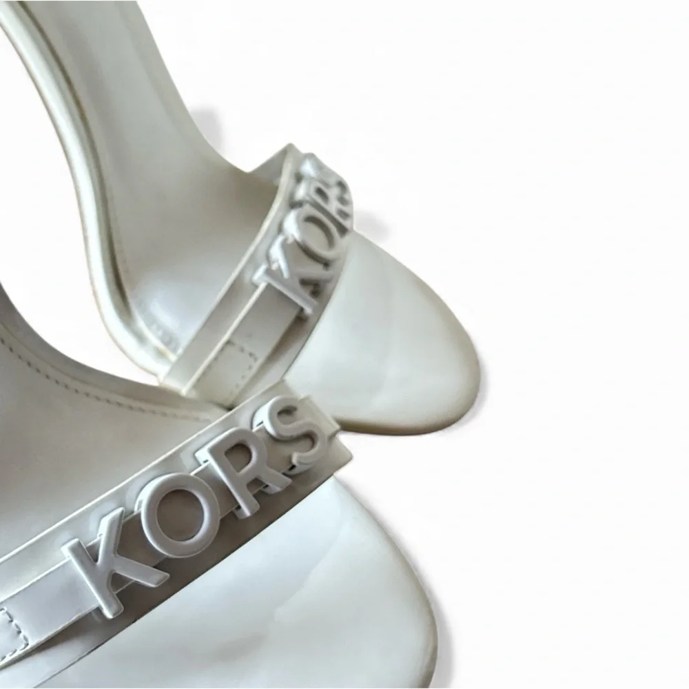 Michael Kors Optic White Leather 4” Strappy Heels Women’s Size 5